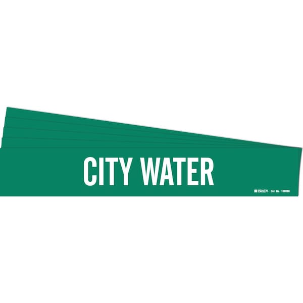 CITY WATER Pipe Marker Style 1 Polyester White on Green 1 per Card, 5 PK
